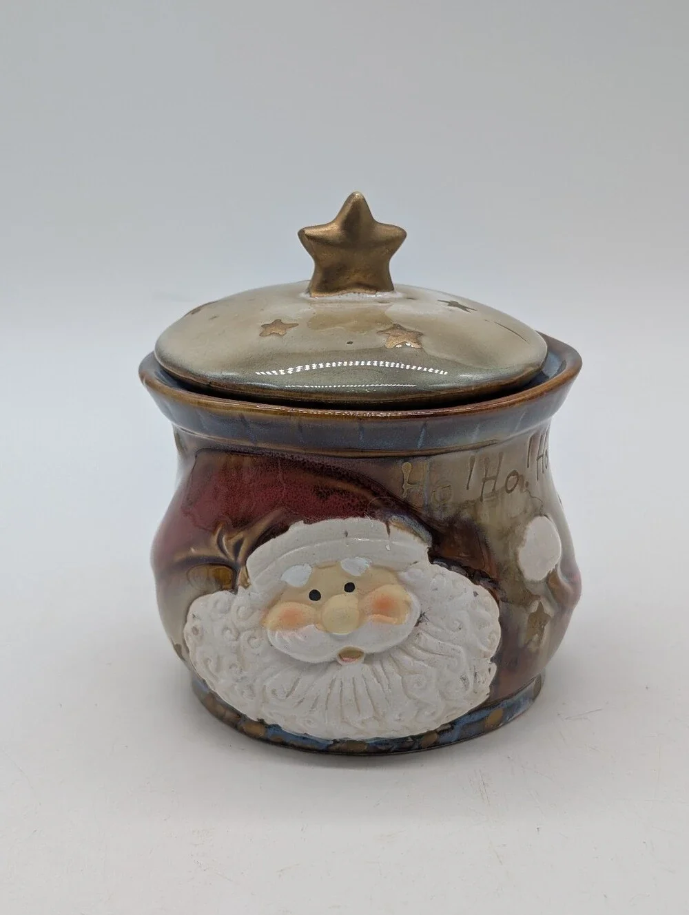 Greenbrier International Ceramic Santa Claus Lidded Mini Candy Jar / Sugar Bowl